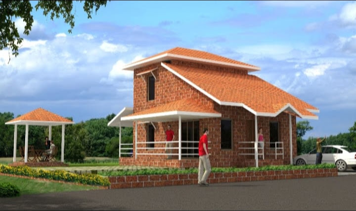 Sample bungalow elevation, front view